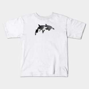 Jumping Orca Pod Grunge Aesthetic Kids T-Shirt